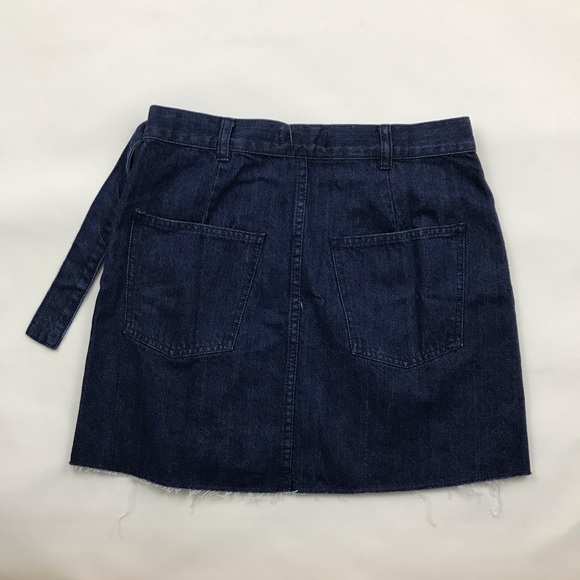 NEW Madewell Denim Raw-Hem Mini Wrap Skirt - Picture 5 of 6